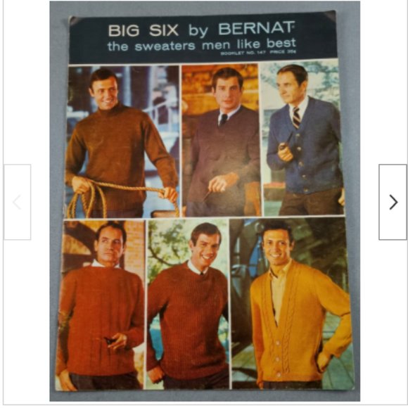 Vtg 60s Big Six Bernat Mens Sweaters Booklet # 147 Knitting Patterns Sz 36-46 - Picture 1 of 2